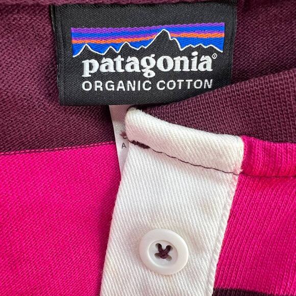 Patagonia Dress Women's Medium Pink Maroon Striped Crew Neck T-Shirt 3/4 Sleeve - Picture 10 of 13